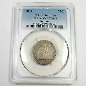 1854 P PCGS VF fBe[ - ARROWS - Vo[ V[ebh NH[^[ 25C US RC #50140A
