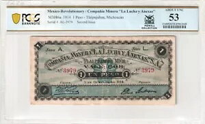 ���L�V�R Rev / Compania Minera La Lucha y Anexas M3086a 1914 �y�\ PCGS AU53