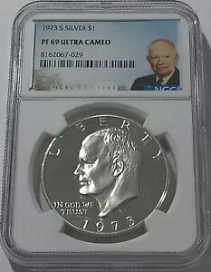 1973 S $1 NGC PF69 Eg JI Vo[ v[t AC[n[ h 40% Vo[ IKE LBL