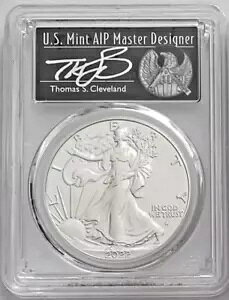 2022 MS70 シルバー イーグル FDOI 署名入りトーマス クリーブランド フリーダム ラベル