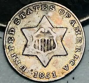 1851 �X���[ �Z���g �V���o�[ �s�[�X �g���C�� 3c �^�C�v 1 �O���[�h�Ȃ��č��R�C�� CC22878