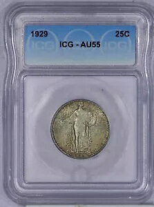 1929 �X�^���f�B���O ���o�e�B �N�H�[�^�[ 25c ICG AU55 - �f�G�ȃI���W�i�� �R�C��!