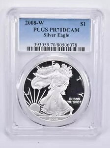 PR70 2008-W DCAM �A�����J�� �V���o�[ �C�[�O�� PCGS �u���[���x��