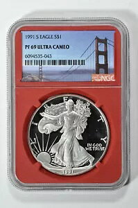 1991 S $1 AJ Vo[ C[O 1oz NGC PF 69 Eg JI bh RA
