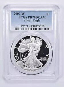 PR70 2007-W DCAM �A�����J�� �V���o�[ �C�[�O�� PCGS �u���[���x��