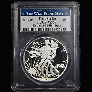 2013-W $1 �V���o�[ �A�����J�� �C�[�O�� ? PCGS MS-69 ? 1 �I���X �G���n���X�h �v���[�t WP ?�M���ł���?