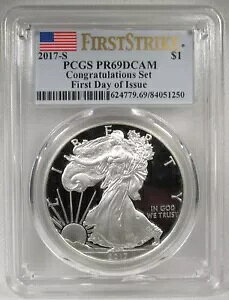 2017-S プルーフ シルバー イーグル PCGS PR69DCAM おめでとうセット 1 日目/ストライク AQ326