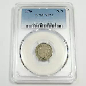 1876 PCGS VF25 - 3 Zg jbP - 3c US RC #50112A