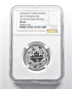 2017 �J�i�_ $3 �V���o�[ 150 ���N�L�O Heart Of Our Nation SP69 NGC *8414