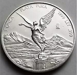 メキシコ リバティ 1999、1 オンス .999 上質銀貨、キーデイト オズ リベルタ プラタ .999
