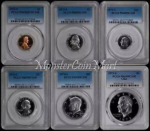 6 �R�C���Z�b�g - 1973-S �v���[�t�Z�b�g (1C�A5C�A10C�A25C�A50C�A$1) PCGS PR69DCAM !!