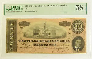 $20.00 1864 R PMG ɂ Uncirculated-58 EPQ T-67 S/N 76605 pp D