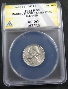 1943-P 5c �~���g �G���[ ANACS VF20 �̏ڍׁB���W���[�Ȕ������~�l�[�g�B (1024081)