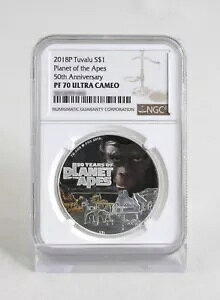 ̘f Vo[ 2018 co 1oz PF 70 Eg JI UC .999 50th A