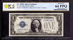 1928N A $1 Vo[ؖ t@j[obN FR.1601 VA ubN PCGS B CU 64 PPQ