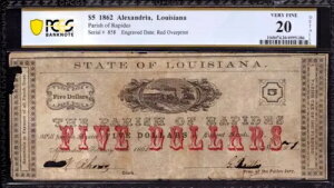 1862�N $5 ���s�f�X���� �A���L�T���h���A ���C�W�A�i �p�~���ꂽ���� PCGS B VF 20 NET