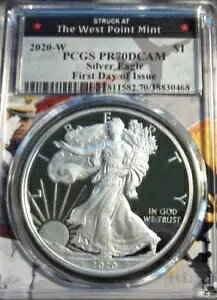 PCGS 2020 W �A�����J�� �V���o�[ �C�[�O�� �h�� PR70-DCAM WP �~���g ���x�� FDI