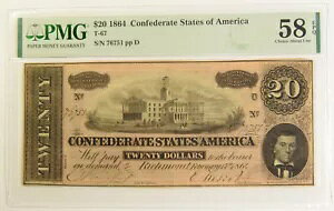 $20.00 1864 R PMG ɂ Uncirculated-58 EPQ T-67 S/N 76751 pp D