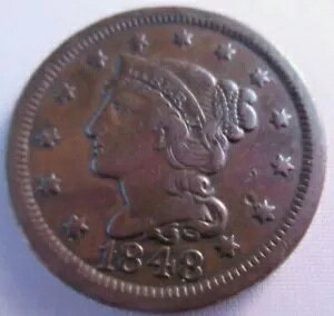 1848 USA �u���C�f�b�h �w�A ���o�e�B �w�b�h 1 �Z���g �R�C�� EF+ �������ȃt���b�v�Œ�