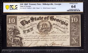 1865 N $10 W[WABȎ ~bWr p~ PCGS B CU UNC 64