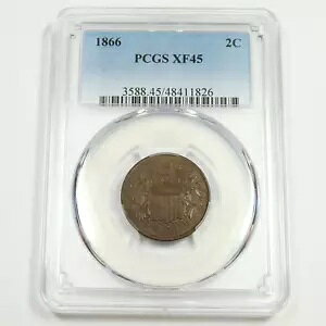 1866 PCGS XF45 - �V�[���h 2c 2 �Z���g US �R�C�� #51312A