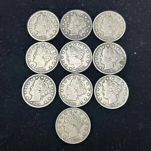 SASA ロット (10) 1883 ノーセント リバティ V ニッケル ナイス コイン