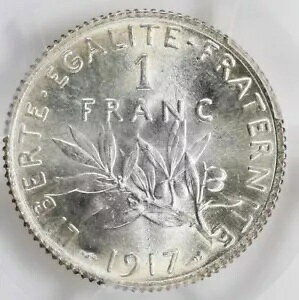 �t�����X (���a��) �V���o�[ 1 �t���� 1917 PCGS MS65 ��ꎟ���E���