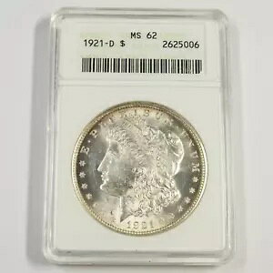 1921 D ANACS MS62 - モルガン ドル銀貨 1 US コイン #50810A