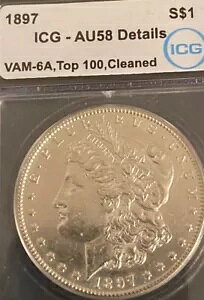 1897 P AU58 ICG ���[�K�� �V���o�[ �_���[ �J�� 6A �g�b�v 100 �N���[�j���O�ς�