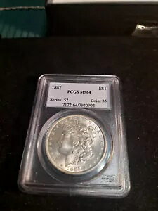 1887 P �����K�� �V���o�[ �_���[ PCGS MS-64 ���邭�P��
