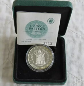 英国 2003 3 グレース シルバー プルーフ ピードフォルト 5 ユーロ エッセイ パターン - 箱入り/コイン