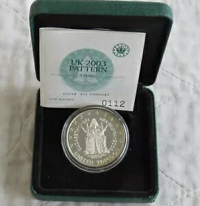 英国 2003 3 グレース シルバー プルーフ ピードフォルト 5 ユーロ エッセイ パターン - 箱入り/コイン