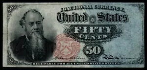 50 セント 1869-75 EDWIN STANTON 第 4 号 端数通貨!美しいAU+!