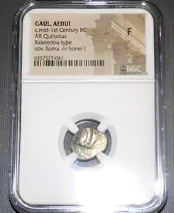 NGC F GAUL AEDUI IO 1 I AR Quinarius Kaletedou ÑPg Pg RC