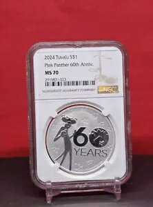 2024 �c�o�� $1 - �s���N�p���T�[ 60 ���N�L�O - NGC MS70 - 0.9999 �V���o�[ �R�C��