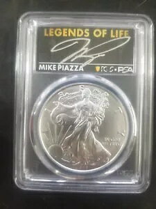 PCGS レジェンド オブ ライフ マイク ピアッツァ ラスト デイ プロ 2021 シルバー イーグル MS70 サイン入りオート
