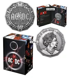 �I�[�X�g�����A: 2023 �A���e�B�[�N�d�グ �V���o�[ 50c �R�C�� AC/DC 50 ���N�L�O