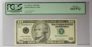 VAԍ 1999 $10 PCGS ʉ 66 PPQ Fr. 2033-G 99999575