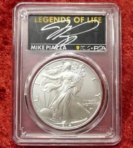 2021 PCGS MS70 初回生産タイプ 2 シルバー イーグル ドル、マイク ピアッツァ サイン入り