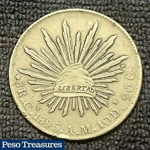 1895 メキシコ 8 レアル CN AM - クリアカンミント - メキシコ リベルタ銀貨