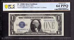 1928 B $1 Vo[ؖ t@j[obNm[g FR.1602 YA ubN PCGS B CU 64 PPQ