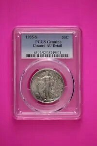 1935 S AU 詳細 クリーニング済み ウォーキング リバティ ハーフダラー PCGS 認定スラブ 200