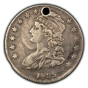 1835 50c キャップド バスト シルバー ハーフダラー - PQ コイン - 魅力的な XF - SKU-H2629