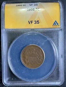ANACS VF35 1866 2 Zg s[X 2c GXe[g tbV F^Cv RC A6