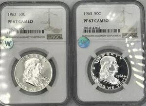 2-�t�����N���� NGC-PF 67 CAMEO-1962 & 1963-���邢�����R�C��-�}�b�`���O NGC �z���_�[