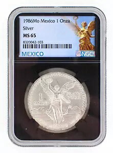 [103] 1986-Mo LVR x^ 1 IU 1IX .999 t@C Vo[ MS65 NGC ubN RA