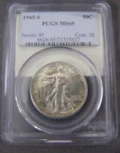 PCGS MS65 1945-S ウォーキング リバティ 50 セント 米国コイン