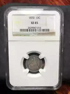1870 P Seated Dime NGC XF45 CIRCULATED 10C SILVER �����ȓ��F�̃R�C���I