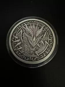 The Destiny Coin - ドラゴン - 2 オンス .999 ファイン シルバー アンティーク ラウンド COA 付き