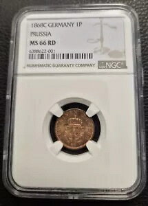 �R�C�� �v���C�Z�� 1 �t�F�j�q 1868 C NGC MS66 RD Beauty TOP POP 1/0 nswleipzig